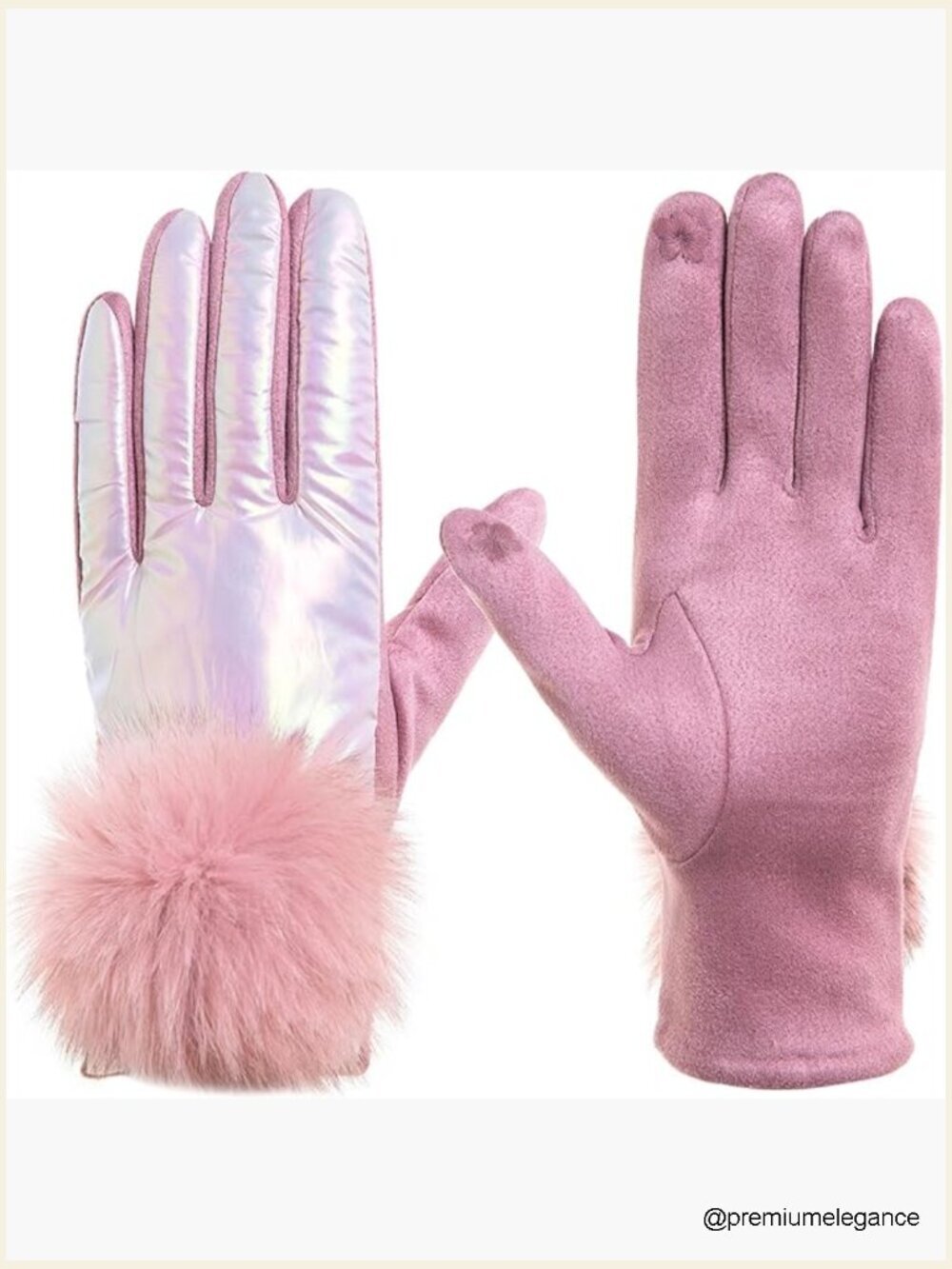 Women's Winter Suede Gloves with Fur Cuffs - Touchscreen, Fleece Lined, Warm
